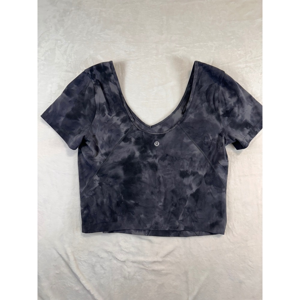 Lululemon Align‎ T-Shirt 10 Diamond Dye Graphite Grey Short Sleeve Crop Womens